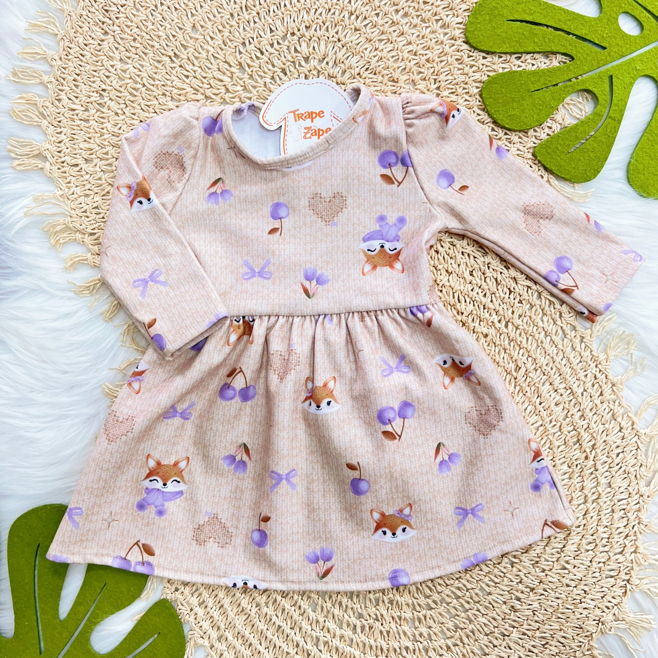 Vestido Raposinha e Frutinhas - Areia